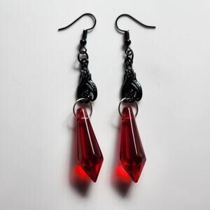 Blood Red Spike Bat Earrings